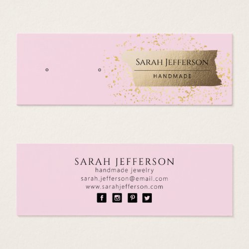 Faux Gold Pink Minimalist Horizontal Jewelry Card 