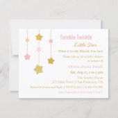 Faux Gold Pink Twinkle Little Star Baby Shower Invitation (Front)
