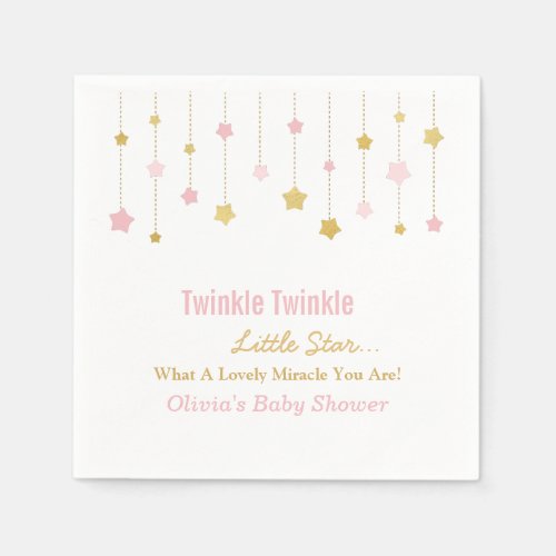 Faux Gold Pink Twinkle Twinkle Little Star Napkins