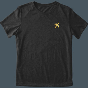 Faux Gold Plane Pocket Airplane Tri-Blend Shirt