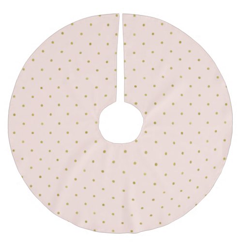 Faux Gold Polka Dots on Blush Pink Brushed Polyester Tree Skirt