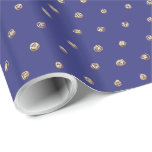 Faux Gold Polka Dots on Dark Periwinkle Blue Wrapping Paper<br><div class="desc">The design of this premium-quality glossy wrapping paper features Happy,  Always Trendy,  Polka Dots colored and shaded to produce the look of crinkled gold foil set against a background of Dark Periwinkle Blue. All-occasion style that's also perfect for Jewish Holidays and Celebrations.</div>