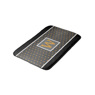 Faux Gold Polka Dots on Grey Gradient Bath Mat