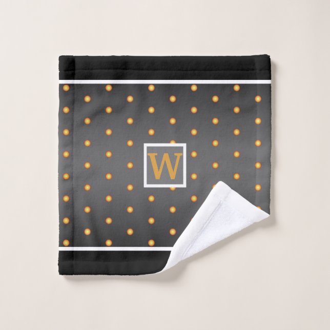 Faux Gold Polka Dots on Grey Gradient  Bath Towel Set (Wash Cloth)