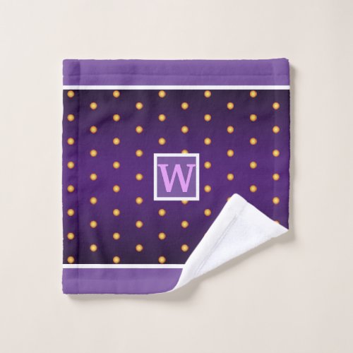 Faux Gold Polka Dots on Purple Gradient Bath Towel Set