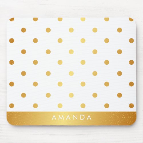 Faux GOLD POLKA DOTS PERSONALIZE ADD YOUR NAME Mouse Pad