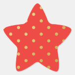 Faux Gold Polka Dots Red Metallic Star Sticker at Zazzle