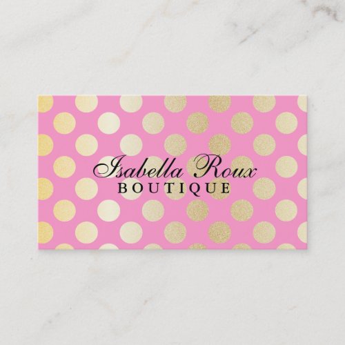 Faux Gold Polka Dots with Pink Business Cards