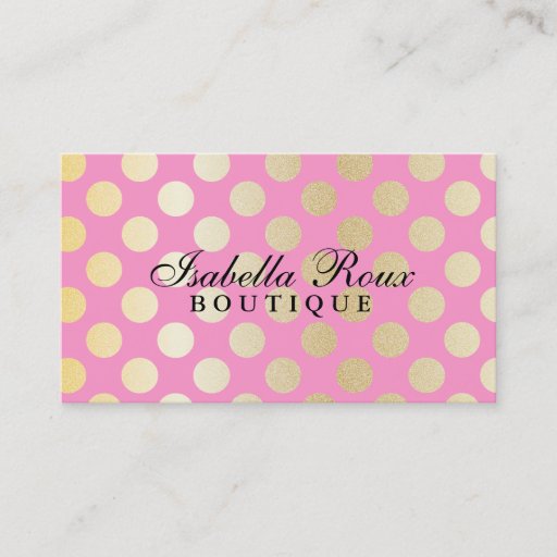 Customizable Faux Gold Polka Dots with Pink Business Cards