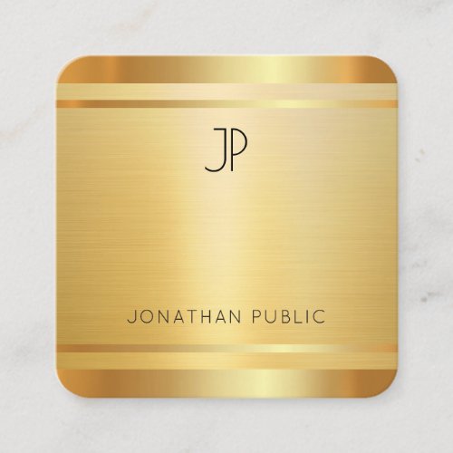 Faux Gold Premium Silk Finished Elegant Rounded Square Business Card