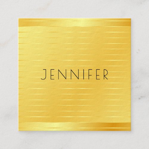 Faux Gold Premium Thick Elegant Modern Template Square Business Card