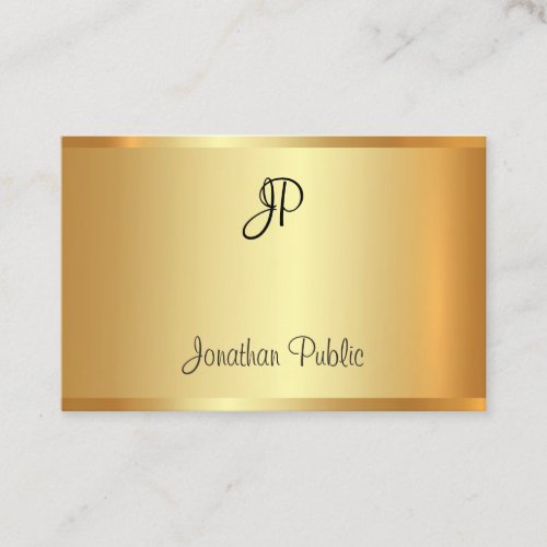 Faux Gold Professional Handwritten Monogram Modern Business Card