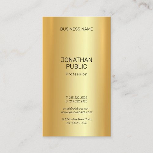 Faux Gold Professional Modern Minimalist Elegant Business Card