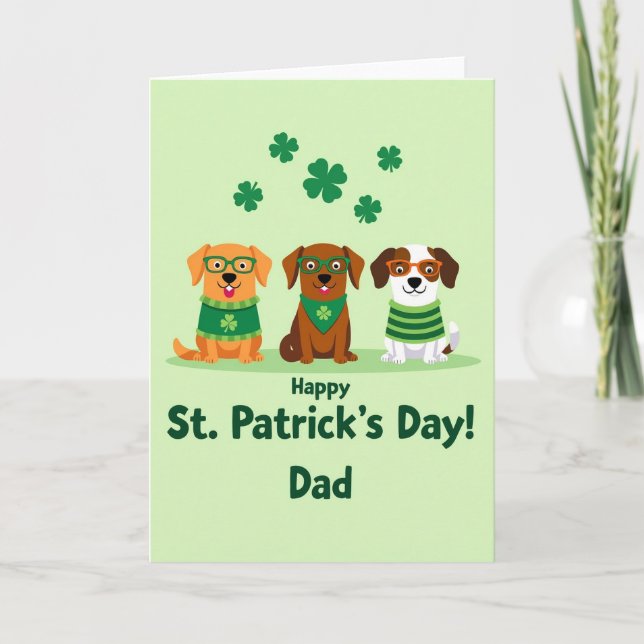 Faux Gold Pups St Patricks Day Card (Front)