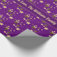 Holiday Gold Faux Foil Snowflakes on Red Bokeh Wrapping Paper, Zazzle