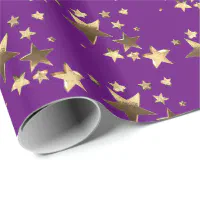 Holiday Gold Faux Foil Snowflakes on Red Bokeh Wrapping Paper, Zazzle