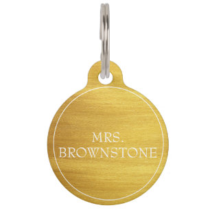 Faux Gold QR Code Custom Text Simple Pet ID Tag
