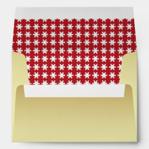 Faux Gold Red Snowflake Christmas Holiday Envelope