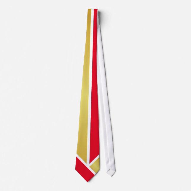 Faux Gold Red White Neck Tie (Front)