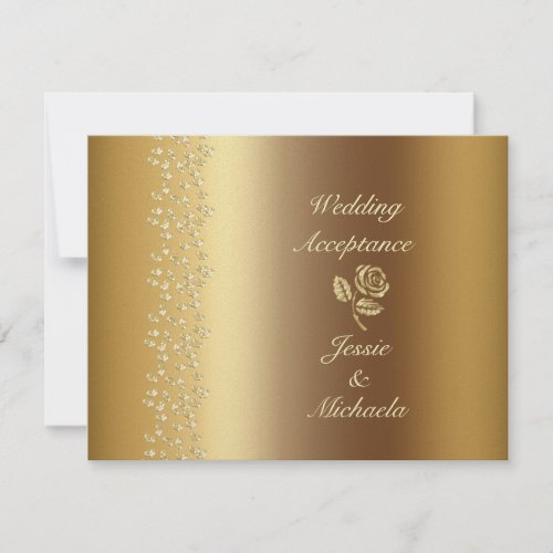 Faux Gold Rose and Hearts Wedding RSVP