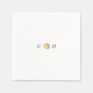 Faux gold rose black and white minimalist wedding napkins