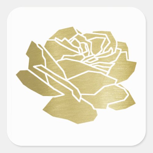 faux gold rose flower pretty floral wedding  square sticker