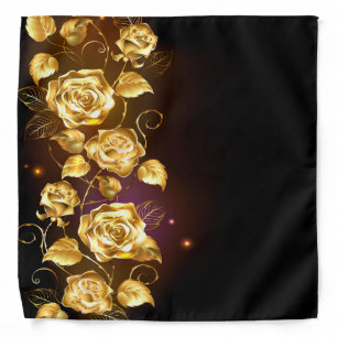 Faux gold roses on black and purple bandana
