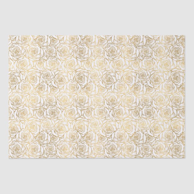 Faux Gold Roses Tissue Paper (Front)