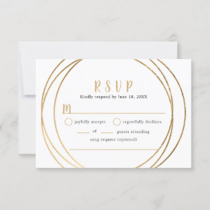 Faux Gold Round Geometric Wedding buffet RSVP Card