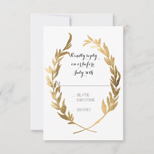 Faux Gold RSVP Laurel Wreath Olive Leaf Branch