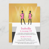 Pink Girls Fashion Show Personalized Childrens Birthday Party Invitations