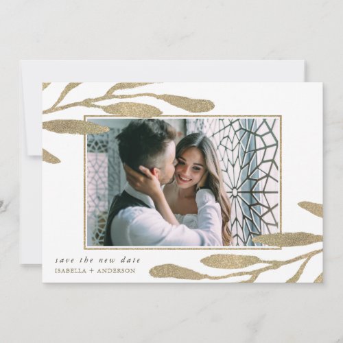 Faux Gold Save the New Date Photo Wedding Announcement