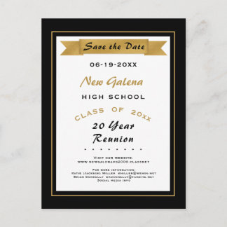 Faux Gold School Class Reunion Save the Date Announcement Postcard