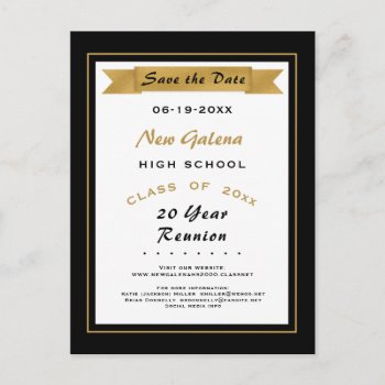 Faux Gold School Class Reunion Save The Date Announcement Postcard by Zigglets at Zazzle