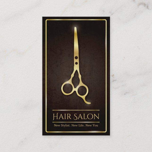 Faux Gold Scissors Hair Stylist Salon Business Card (Front)