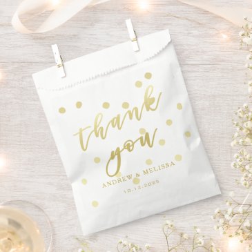 Faux Gold Script & Confetti - Thank You Card