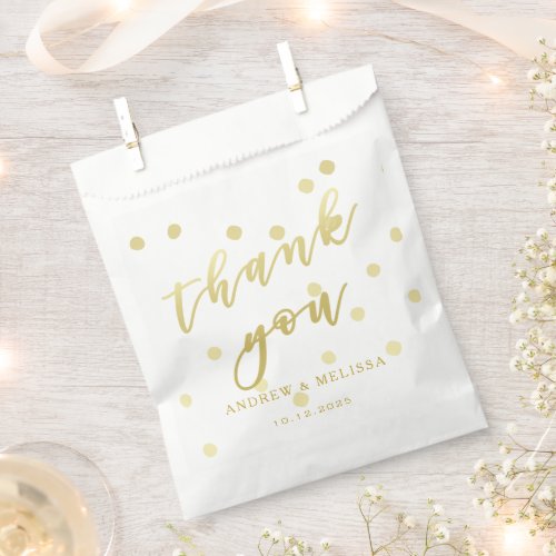 Faux Gold Script  Confetti _ Thank You Card Favor Bag