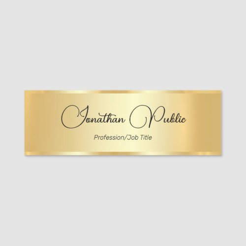 Faux Gold Script Custom Typography Template Name Tag