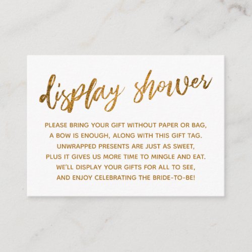 Faux Gold Script Display Bridal Shower Gift Card