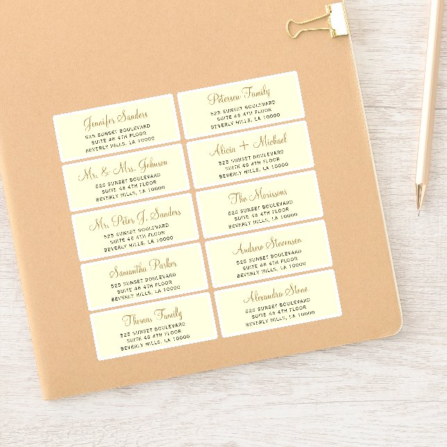 Faux gold script individual guest address labels (Notebook)