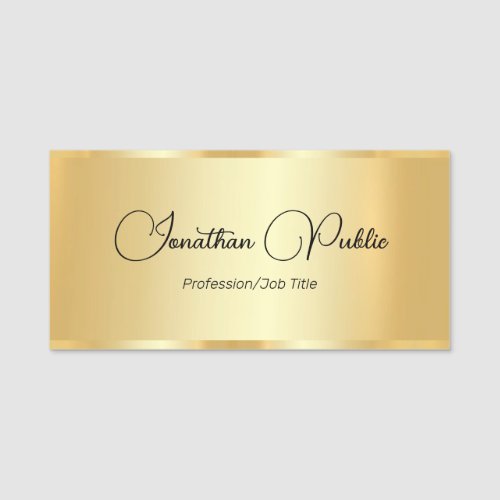 Faux Gold Script Template Calligraphed Name Custom Name Tag