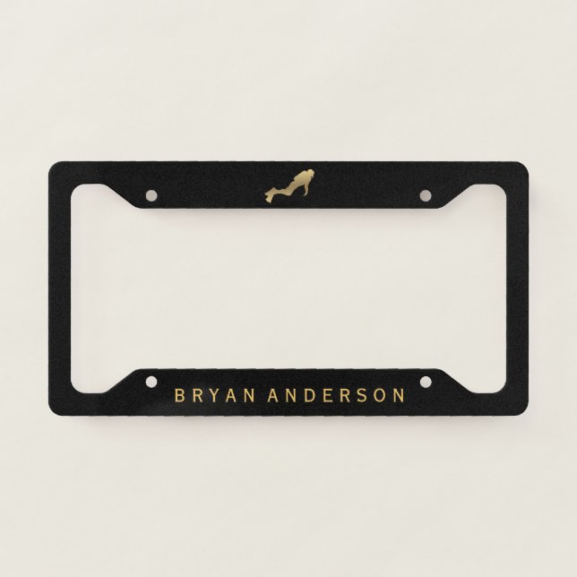 Faux Gold Scuba Diver Licence Plate Frame (Front)
