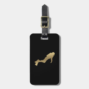 Faux Gold Scuba Diver Luggage Tag