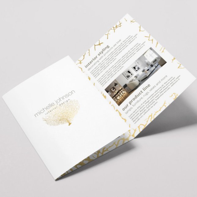 Faux Gold Sea Fan Coral Interior Design Brochure (Creator Uploaded)