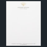 Faux Gold Sea Fan Coral Letterhead<br><div class="desc">A personalized letterhead design featuring a faux gold sea fan/sea coral graphic with your name or business name. A coastal aesthetic perfect for anyone. Art and design © 1201AM Design Studio | www.1201am.com</div>