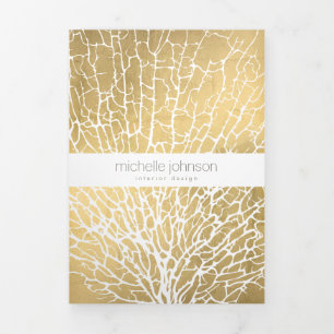 Faux Gold Sea Fan Coral Pattern Designer Brochure