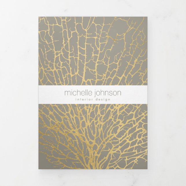 Faux Gold Sea Fan Pattern Interior Design Brochure (Cover)