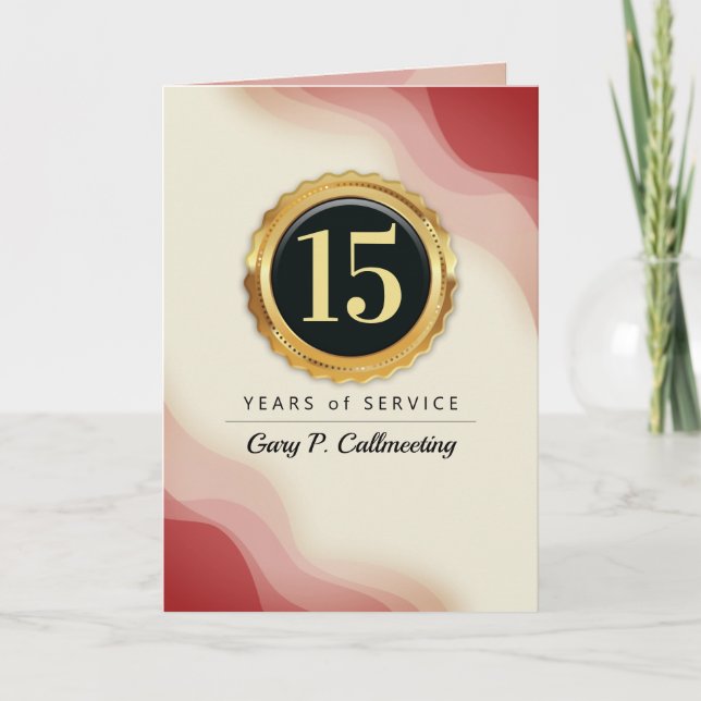 Faux gold seal milestone employee anniversary card (Front)