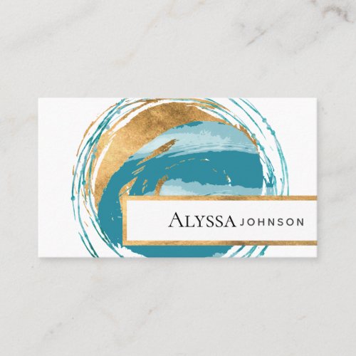 Faux Gold Seal Turquoise Blue Green Globe Business Card