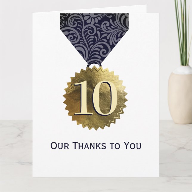 Faux gold seal universal employee anniversary card (Front)